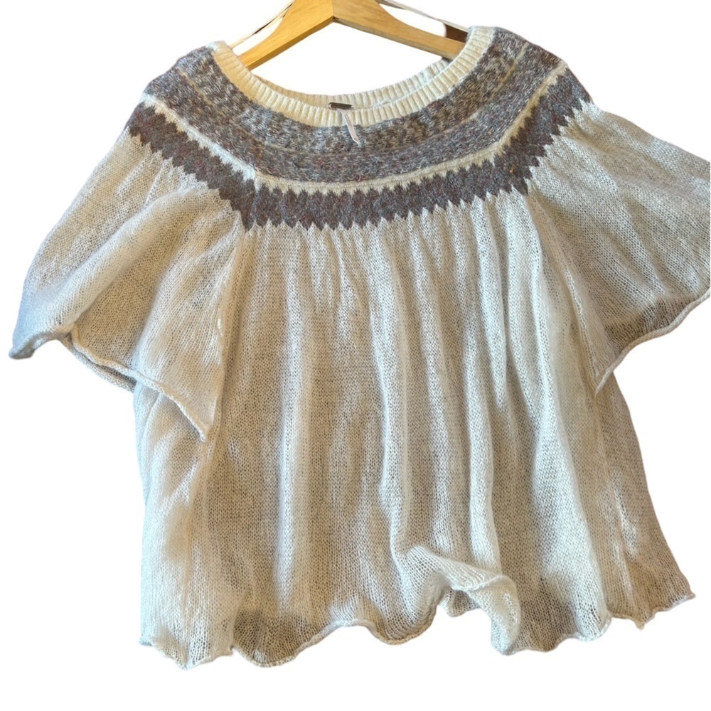 Free People Loch Lomond Flutter Sleeve Sweater Top Size XS - Picture 5 of 8